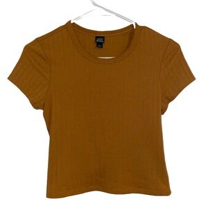 Wild Fable Mustard Short Sleeve Open Back Twist Crop Top Size Small